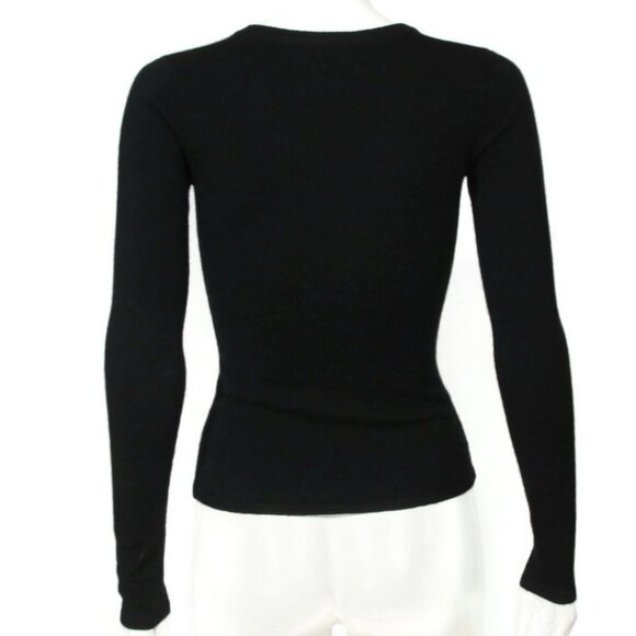 TRIOLOGY 100% Cashmere Black Sweater Womens V-Neck size S /952 - Picture 4 of 6